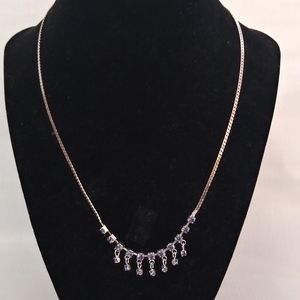 Sliver tone and purple 9 inche necklace